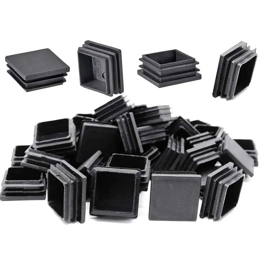 POCADOM 16 count Tubing End Cap Plastic Plugs, 1-1/2 Inch Square Tubing Chair Glide Insert Finishing Plugs