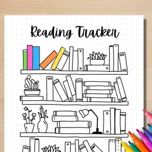 10 Reading Tracker Sheets, Dot Grid Notebook Pages, Book Progress Tracking Tool, Colorable Reading Challenge Cards, Student/bookworm Habit Builder