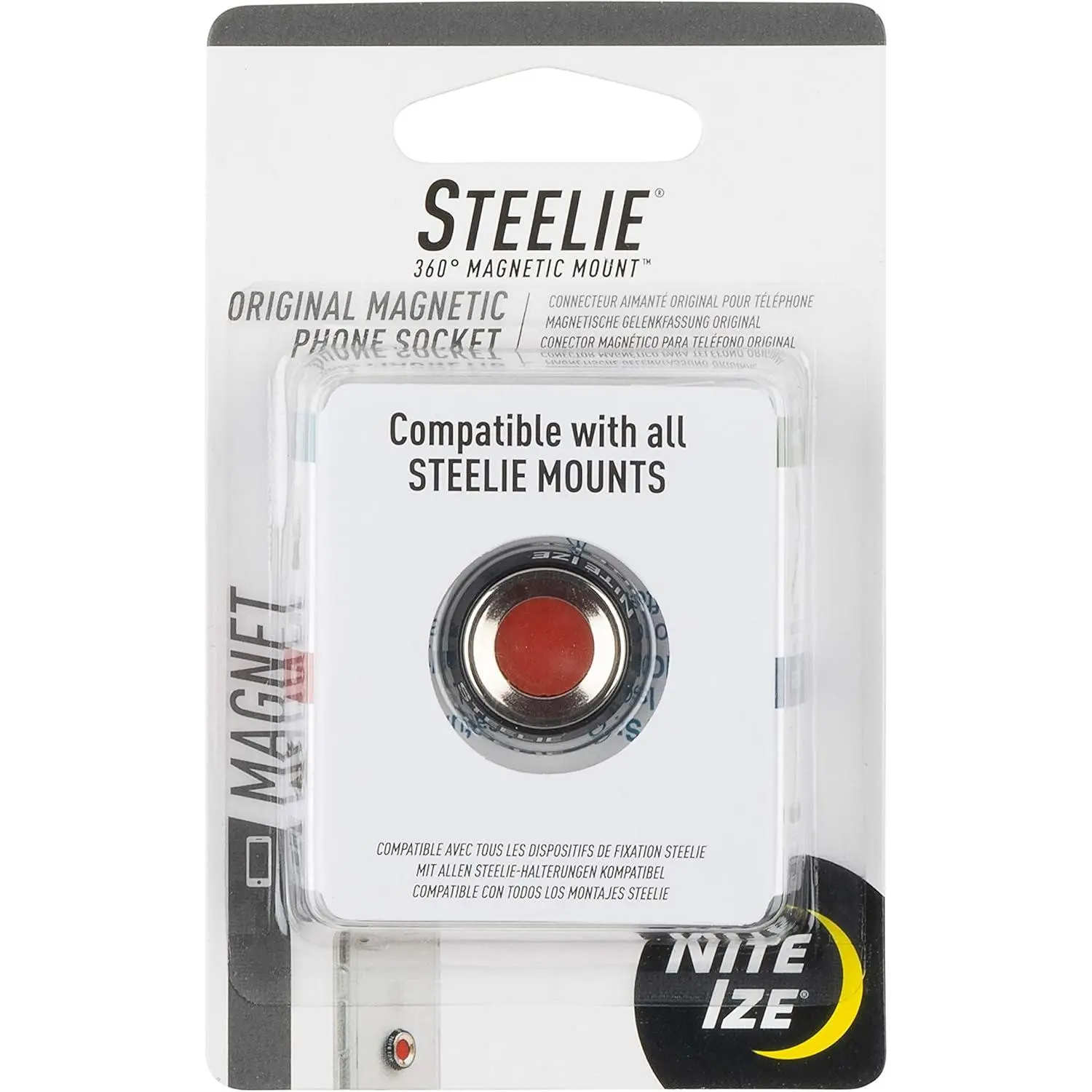 Nite Ize Steelie Magnetic Phone Socket - Strong Dashboard Mount Phone Socket for Secure Hold - Smooth Glide - Adjustable Viewing - Works with Steelie Mounts