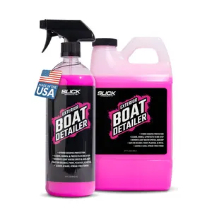 Slick Products Exterior Boat Cleaner & Protectant Spray 2-in-1 Marine Quick Detailer for Gelcoat, Fiberglass, Paint, Metal & Plastic Removes Water Spots, Salt, Grime Made in USA