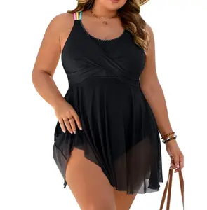 Blooming Jelly Women Plus Size Swimsuit Swim Dress One Piece Bathing Suit Tummy Control Flowy Skirted Swimwear