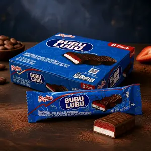 Ricolino Bubulubu Box with 8 Pieces of Chocolate - Marshmallow & Strawberry Gummy Candy with Chocolate Flavored Filling