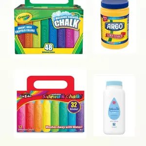 48ct Crayola Chalk, 32ct Cra-Z-Art Chalk, Argo Cornstarch, & travel size baby powder bundle