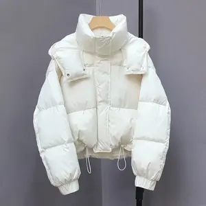 Short down jacket for women in winter new fashionable puff small stature design bread jacket white duck down jacket