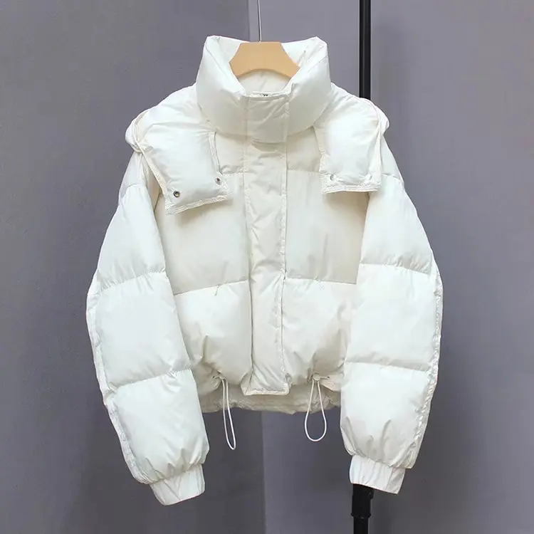 Short down jacket for women in winter new fashionable puff small stature design bread jacket white duck down jacket