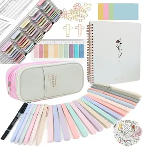 Bible Study Supplies Journaling Kit with Tabs and Highlighter, 1 Set Including Notebook & Pen Case & Stationery, Bible Annotation Kit
