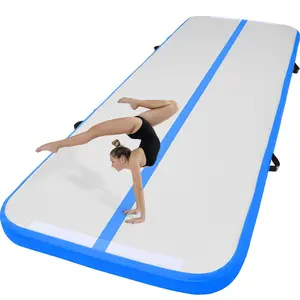 VEVOR Gymnastics Air Mat, 4 inch Thickness Inflatable Gymnastics Tumbling Mat, Tumble Track with Electric Pump, Training Mats for Home Use/Gym/Yoga/Cheerleading/Beach/Park/Water, 10 ft, Blue