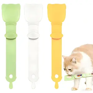 3PCS Cat Strip Feeder Spoon, Sliding Pet Treat Spoon Squeeze, Easy Feeding Pet Spoon for Puree and Bisque Delectables Lickable Wet Cat Treat