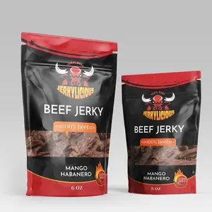 Jerkylicious Extra Spicy Mango Habanero 6 oz - 100% Beef, Dried Snack in Black Packaging with Red Accents