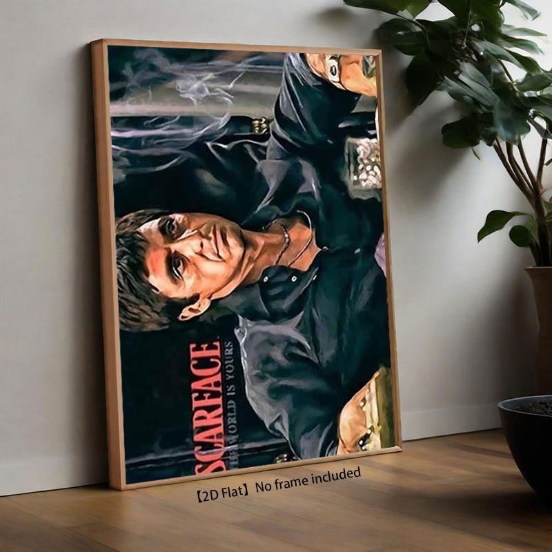2D Flat, Scarface Movie Poster - Al Pacino "The World Is Yours" Iconic Quote Frameless - Tony Montana Quote Print Suitable for Home Office Decor, Minimalist Modern Film Art Gift for Movie Fans, / Canvas Print, 2D Flat