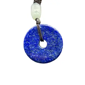 Natural Lapis Lazuli Jade Donut Pendant Afghan Raw Ore Gemstone Without Optimized Lapis Lazuli Pendant  DIY Jewelry Marking Designer for Necklace Bracelet Eearrings Men and Women Gift