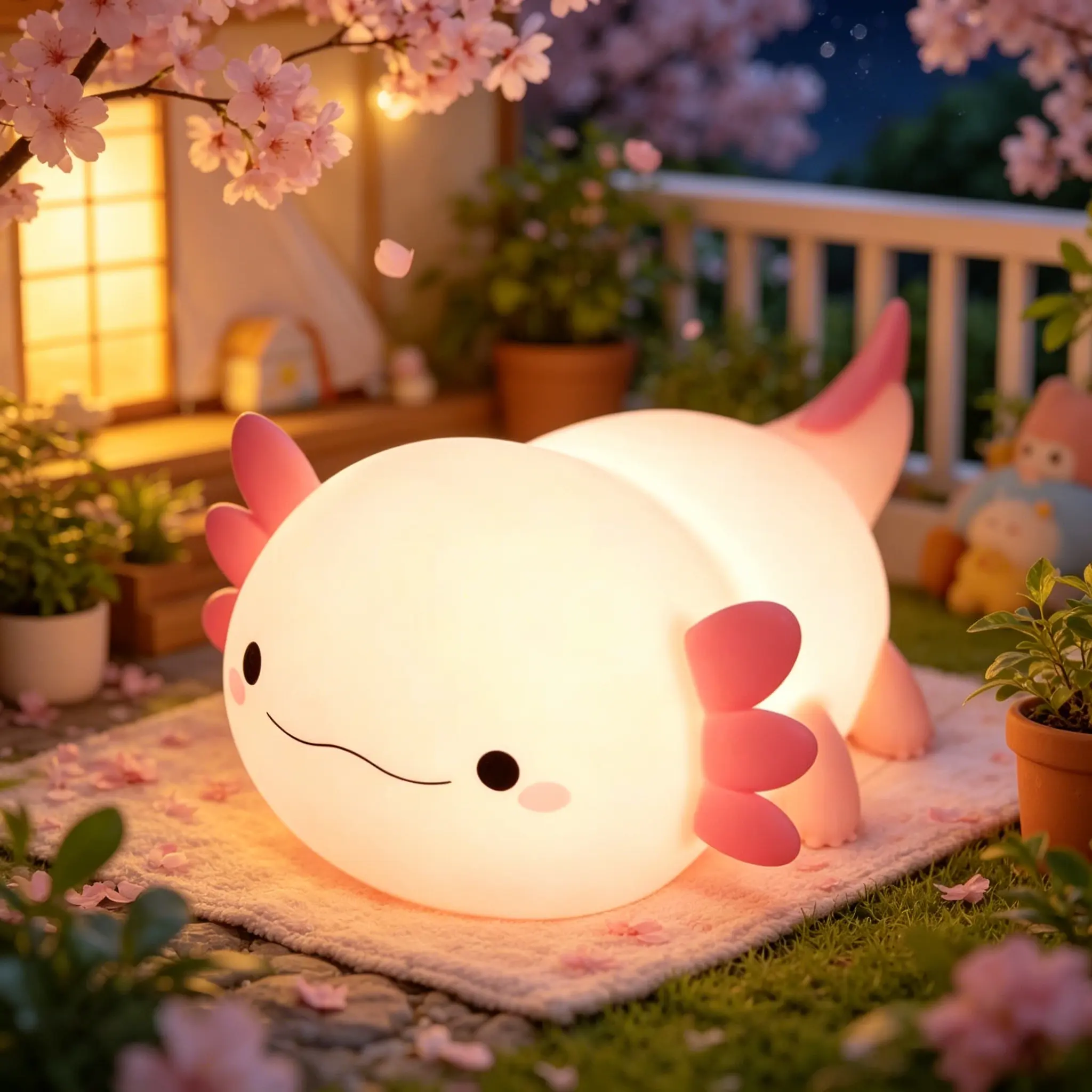 YR YRHH-PET Rechargeable 1200mAh Axolotl Lamp - Adjustable Dimmable Silicone LED Animal Toy, Cute Pink Touch Nightlight for Girls, Valentine’s Day Gift, Breastfeeding/Emergency Light, Kawaii Nursery Dorm Decor Decorative Lamp Electronic Lamp