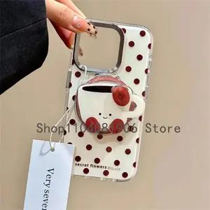 Korean Cute Cartoon Rotate Coffee Magnetic Holder Phone Stand GripTok Grip Tok Support For iPhone 16 15  For Magsafe Accessories
