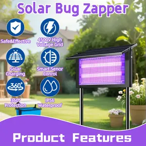 TazTir Solar Bug Mosquito Zapper Outdoor, IPX5 Waterproof Ground Insertion Multifunction Type UV Mosquito Killer Electronic Lamp , Modern Household Appliances for Garden, Backyard, Farm