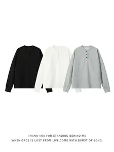 3-Pack Men's Waffle Knit Henley Shirts, Loose Fit Long Sleeve Button Neck Casual T-Shirts, Spring & Fall Fashion