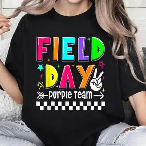 100% Cotton Color Game Competition Field Day Purple Team Men Women Kid T-Shirt