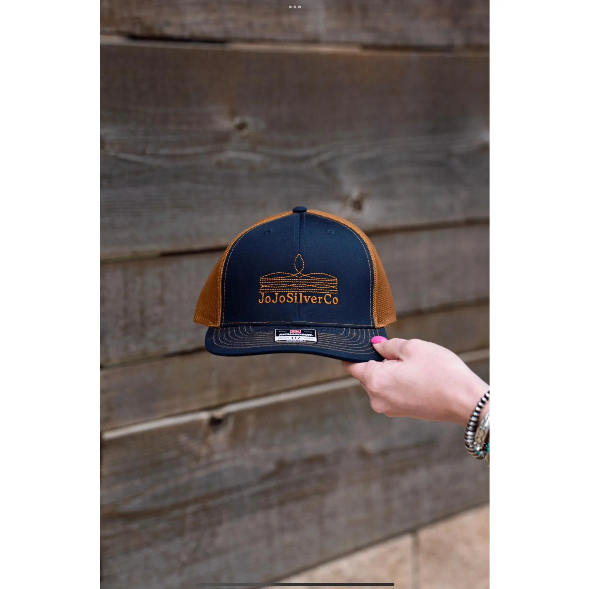 Richardson 112 Snapback Hat, Navy Casual Trucker Cap with Embroidered Bootstitch Design and Adjustable Snap Back, Snapback Hats, Adjustable Fit