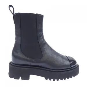 Pre-owned CHANEL Patent Leather Small Leather Goods Ankle Boots Crumpled Calfskin Patent Calfskin Boots