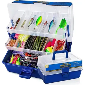 448-Pcs Fishing Lures Kit – Complete 3-Layer Tackle Box Set with Hooks, Weights, Bobbers, Pliers, Rigs, Leaders, Fluorocarbon Line, Accessories & More for Kids Fishing Gear