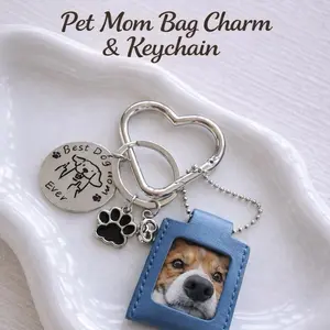 Custom Pet Photo Bag Charm Keychain，Pet Lover Gift