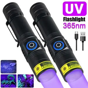 2 Pack 5W 365nm USB Rechargeable UV LED Flashlight For Pet Urine Detection, Resin Curing, Minerals, Blood Tracking, Scorpion, Rockhounding, Jade And Jewelry Special Detection