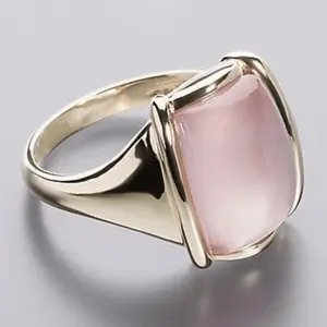 Elegant 14K Gold-Plated Halo Ring with Square Pink Cubic Zirconia - Perfect for Engagement, Anniversary Gift, or Casual Attire