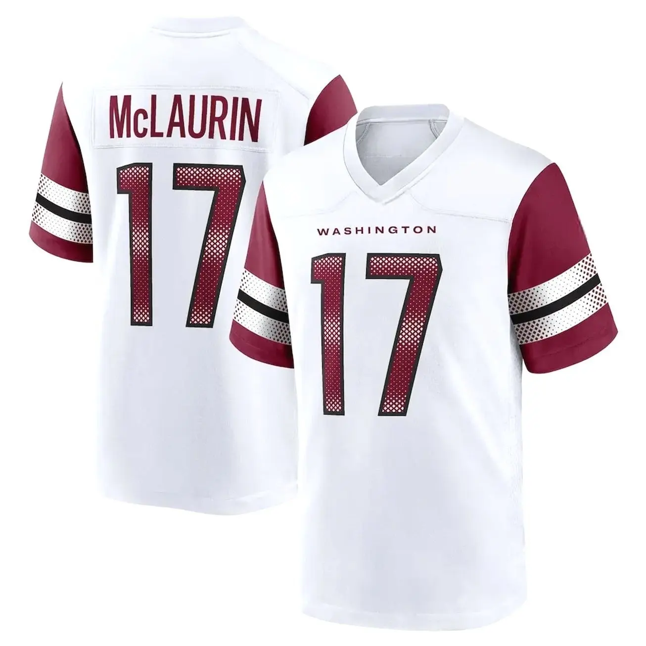 Men's Classic Printed Football Jersey #17 McLaurin - Retro V-Neck White Sportswear Shirt Loose Fit