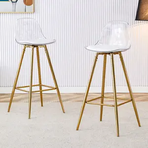 Modern and comfortable upholstered bar chairs, metal legs, small size bar chairs, suitable for part of the crowd, stylish design for dining room, kitchen, terrace and living room chairs.