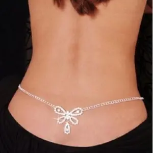 European and American Simple Rhinestone Claw Chain Bow Pendant Women's Sexy Waist Chain Waist Accessories Jewelry