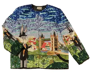 Pre-owned RARE Vintage Jeanette Kastenberg Beaded Sequin Bugs Bunny Jacket c1990s