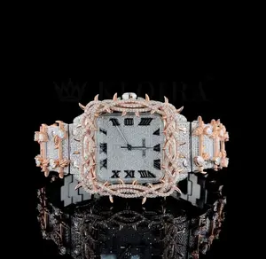 Custom Made Stainless Steel Automatic Movement 41mm 26 Carat Moissanite Watch