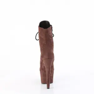 Women's Mocha Suede ADORE-1020FS 7-in High Heels Boot, Lace-Up Platform Heels Footwear Shoe