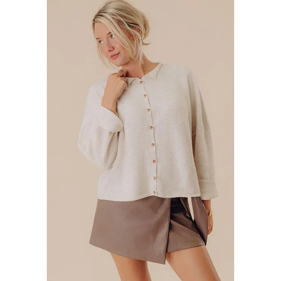 Cozy Mornings Knit Cardigan in Oatmeal