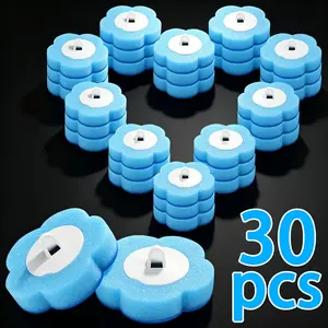 30-Piece Toilet Brush Replacement Head Set for Bathroom and Toilet Cleaning, Blue Disposable Sponge Refills for Toilet and Bathroom Accessories, Toilet Bowl Wand