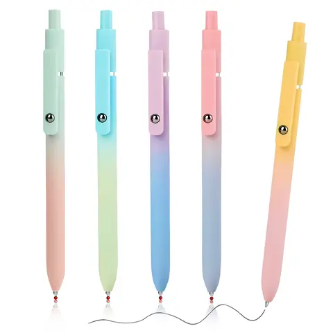 New Aesthetic Black Gel Pens Bulk, 5/10 Pack Retractable 0.7mm Fine Nib Quick Drying Ink Pens, Stationery Writing Tools for Work, Back to School Office Supplies, Retractable Fine Nib