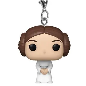 Star Wars Princess Leia Funko Pocket Pop! Key Chain, Vinyl Figure, White Dress and Buns, Window Display Box