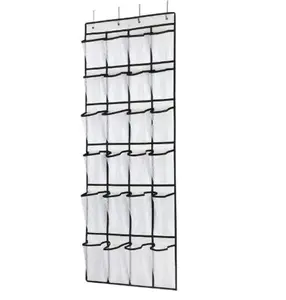Over the Door Shoe Organizer, Hanging Shoe Organizer with 24 Mesh Large Pockets Door Shoe Rack Organizer for Men Women Kids Hanging Shoe Storage Bag