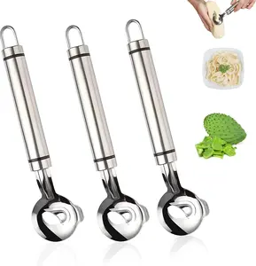 3 Pack Cactus Peeler Spoon, Cuchara Para Pelar Nopale, Stainless Steel Peeler Cactus, Sliced Chinese Noodle Cutter for Cooking Kitchen Gadgets Vegetable Slicer Dicer