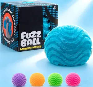 Needoh Fuzz Ball - Sensory Toy with a Velvet Texture and Soft Cloud Squish - Wavy Pattern You Can See and Feel - Ages 3 and Up - Color May Vary; One Per Pack (Wonder Waves)