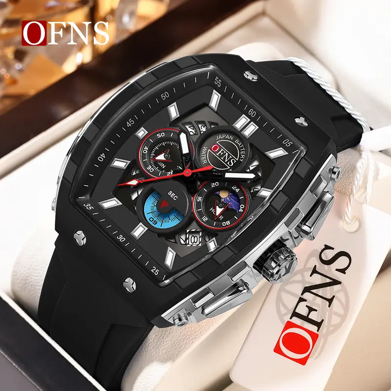 Men's 3-Eye Dial Quartz Wristwatch - Stylish Sporty Glow-in-the-Dark Waterproof Multifunctional Chronograph with Calendar, for Business, Sports & Gifting (Multifunction Use Suitable for All Seasons)
