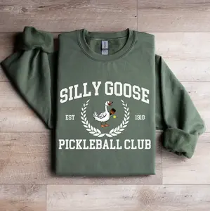 Silly Goose Pickleball Club Crewneck Sweatshirt, Unisex Graphic Pullover Hoodie, Shirt Casual Sportwear, Perfect Gift for Pickleball Player Classic