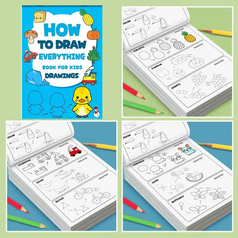 32 Page Adorable Simple Line Drawing Book, Cartoon Fun Step-By-Step ...