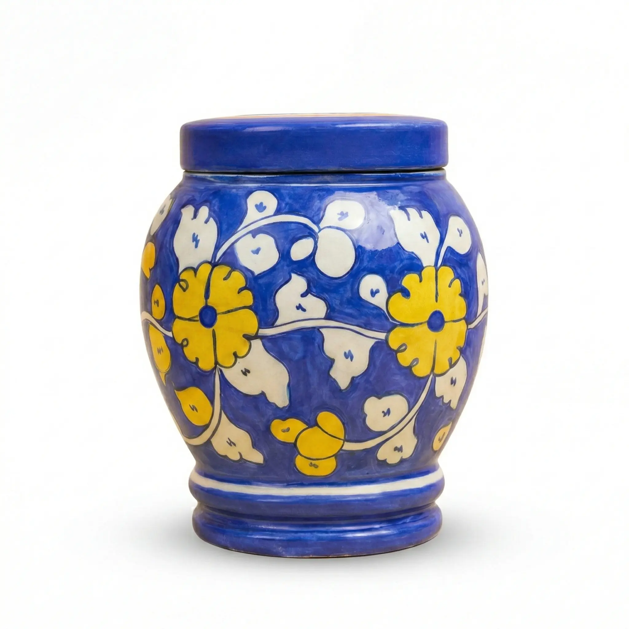 MIREL Blue & Yellow Floral Pottery Vase