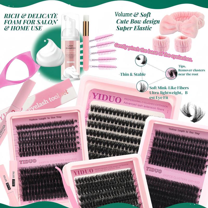 Mixed Length Individual False Eyelashes Kit, DIY Eyelash Extensions, Natural-Looking Eyelash Extensions with Accessories, Self-Grafting Curling Lashes for Women, Makeup Products #TOP PICKS
