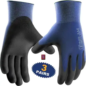 Ultra-thin PU Coated Work Gloves, Nylon Working Safety Gloves with Knit Wrist Cuff, Gardening Gloves, Multifunctional Anti-slip Gloves for Light Duty Work