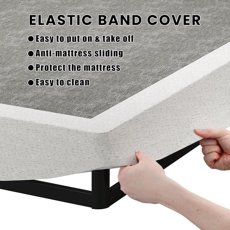 Queen Size Box Springs - 3 Inch Low Mattress Foundation No Noise Bed Base with Clean Fabric Cover, Assembly