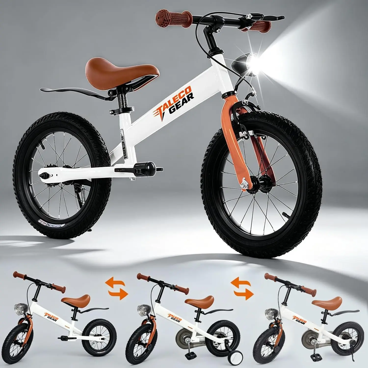 3 in 1 Kids Balance Bike, 12/14 Inch Convertible Toddler Bike for Ages 2-6, Dual-Use Balance & Pedal Bike with Removable Pedal Kit, Training Stabilizer Wheels, Full Fenders, Front Caliper Hand Brake & Rear Coaster Brake