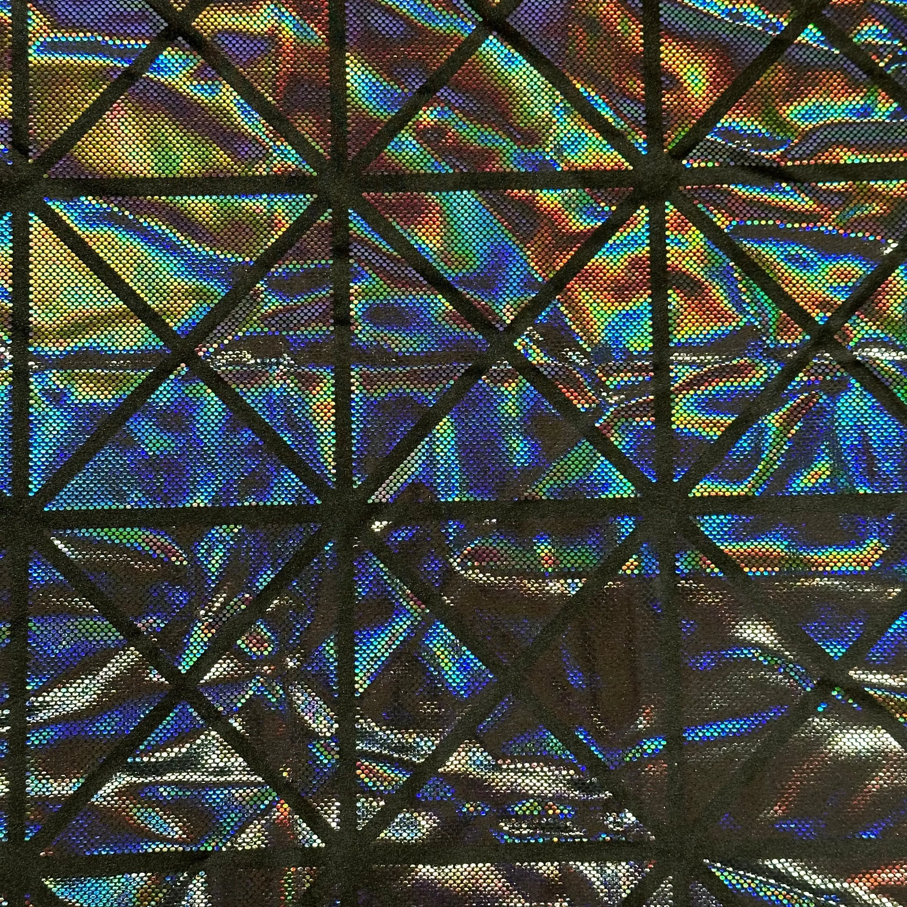 Geometric Laser Holographic 4-Way Stretch Spandex Fabric, Durable Color Changing Polyester for Activewear & Costumes, Anti-Fade, 36"x60" Cut, Glitter, Color Variant, Fade Resistant, Hologram Effect, Designers