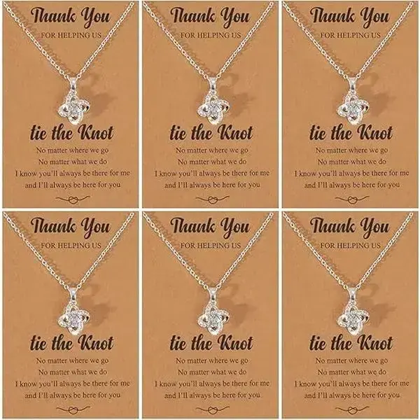 6 Pcs Bridesmaid Gifts Bridesmaid Prom Necklace for Women Prom Night Jewelry Tie The Knot Necklace Wedding Gifts Bridesmaids Proposal Gift initial luck