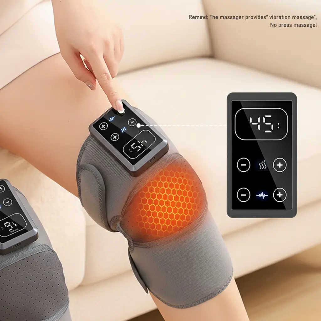 Cordless Knee Massager with Heat and Vibration, Electric Heated Knee  Massager with 5 Heat Gears and 3 Vibration Modes, Knee Pain Tool, Gifts for  Men Women